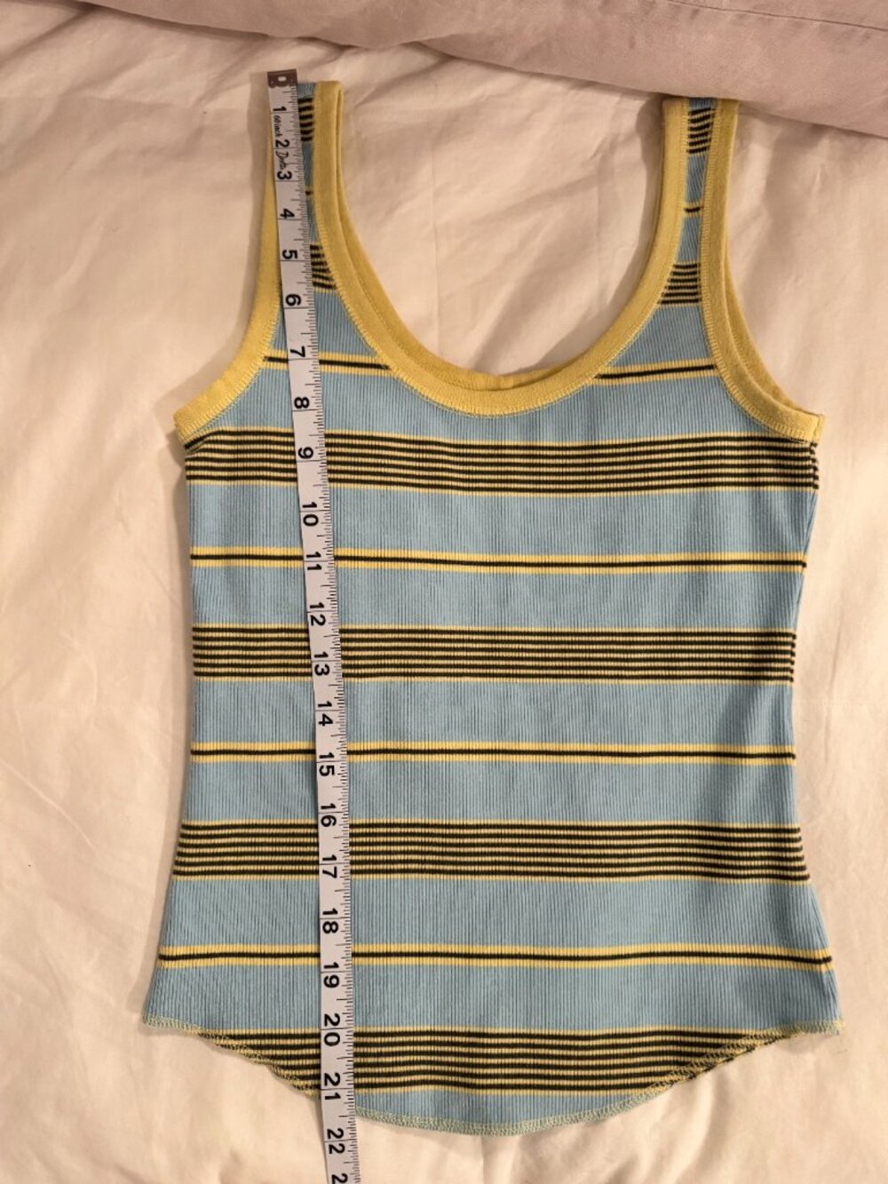 Aerie Blue Yellow Striped Ribbed Tank Top S/P Y2K Fitted Stretch - Picture 8 of 8
